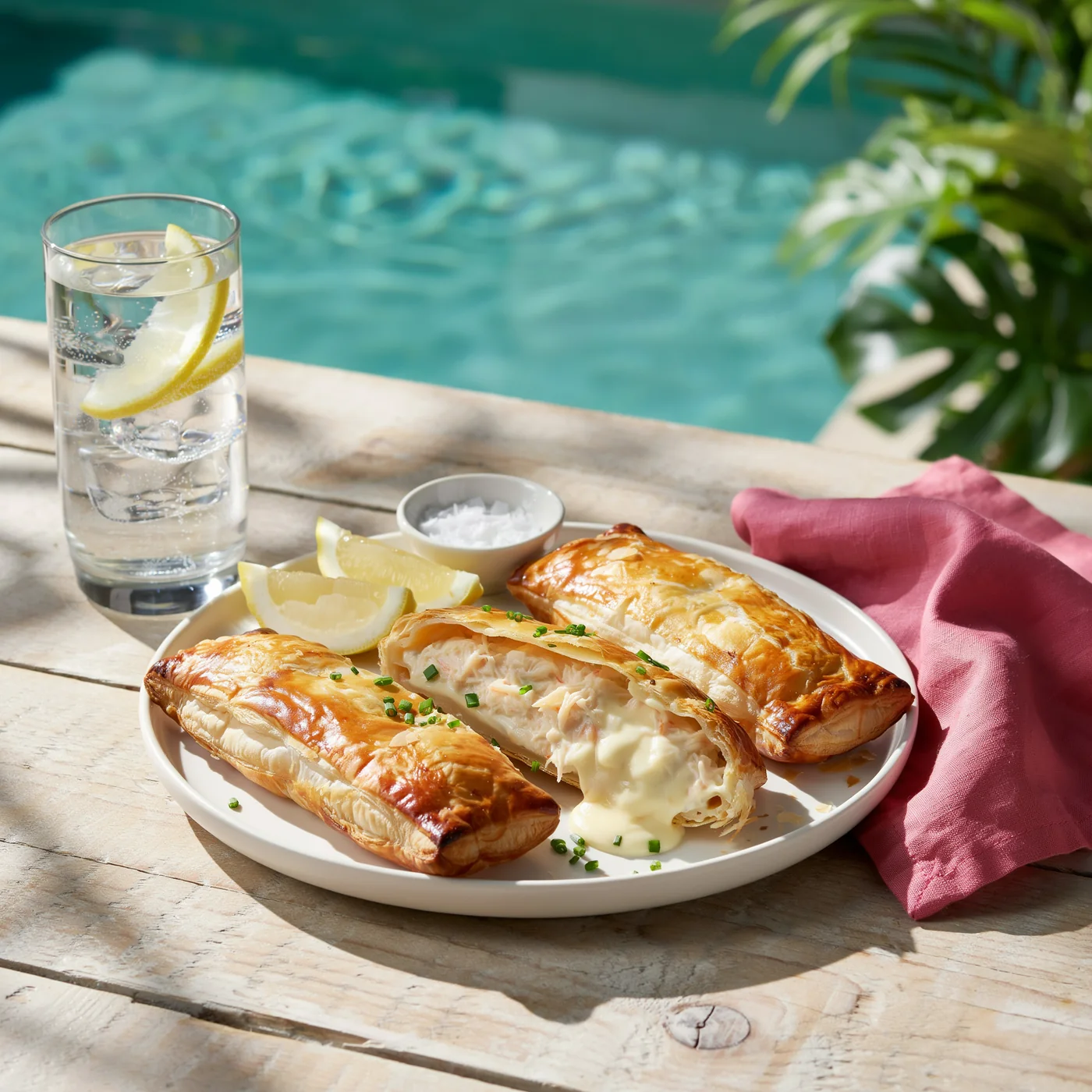 Helles Food-Lifestyle-Foto am Pool als Basis für Social Media und Werbung
