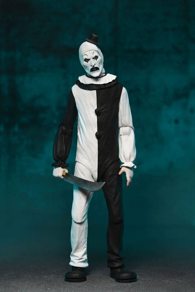 Halloween-Clown im schwarz-weißen Kostüm