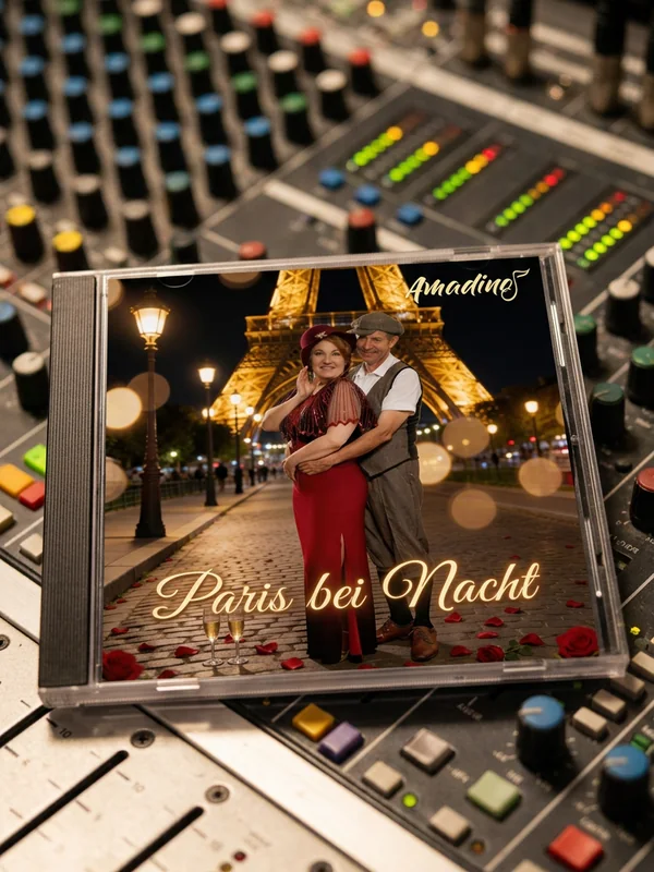 Gestaltetes CD-Cover auf einem professionellen Mischpult