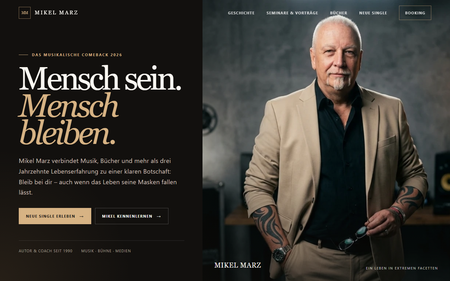 Screenshot der Webseite von Mikel Marz