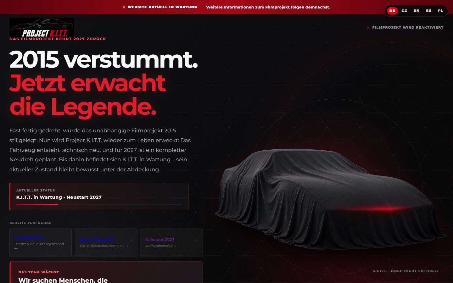 Screenshot der Webseite von Project KITT